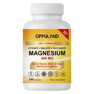 Oppuland甘氨酸镁三重镁补充剂儿童成人柠檬酸镁片睡眠关节补钙