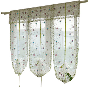 田园客厅卧室提拉厨房窗帘升降罗马帘免打孔扇形气球帘阳台飘窗帘