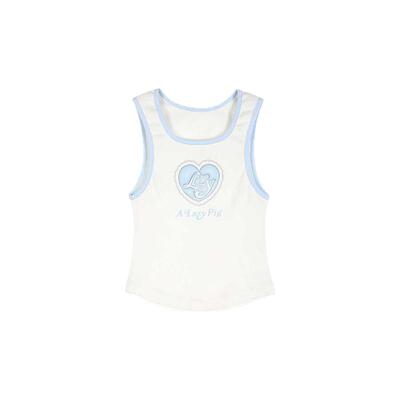 撞色印花背心修身背心短款辣妹风