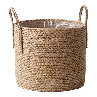 编织花盆草编花盆外装饰套盆绿植花盆装饰天然手工收纳筐复古乡村