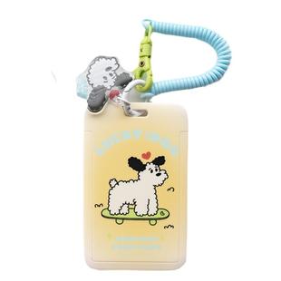 Pumzika原创奶黄卷毛狗少女学生饭卡卡包门禁卡套挂件弹力绳