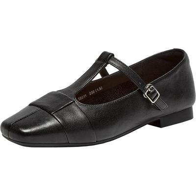 Bata玛丽珍女2025秋季商场新款牛皮复古软底通勤丁字单鞋56011CQ5