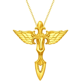 【新年礼物】周大福马年生肖本命年权杖飞马足金黄金(大小版)吊坠