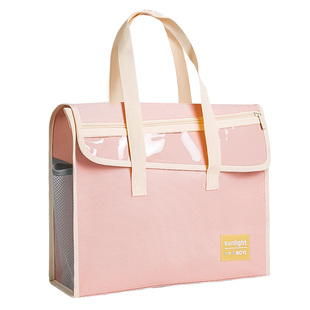 补习班手提袋小学生拎书袋大容量补习袋男孩横版初中生书本收纳袋高颜值女孩帆布a4美术专用袋补课包拉链式