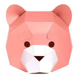 纸模泰迪熊动物头套面具diy抖音卡通可爱搞怪网红男女模特创意cos