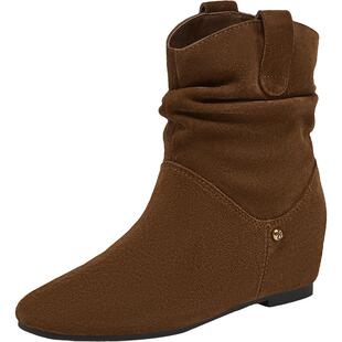 【牧歌谣】百思图25冬新款真皮西部堆堆靴通勤棕色女短靴C7022DZ5