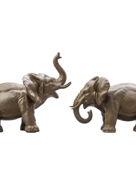 黼山堂成对招财复古吉象大象摆件