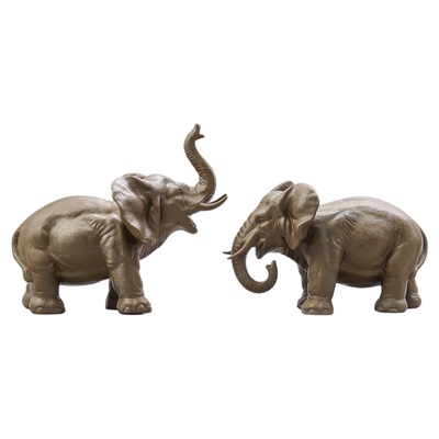 黼山堂成对招财复古吉象大象摆件