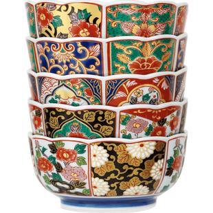 美浓烧日本进口古伊万里手工创意家用日式宫廷风不规则八角碗套碗