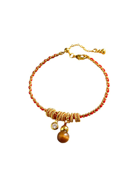 复古沙金春秋美拉德虎眼石葫芦红绳编织手链轻奢高级感百搭手饰女