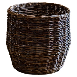 藤编花盆套盆落地编织花篮大号复古侘寂风柳编筐大绿植装饰花器