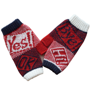 瑞迪卡欧秋冬新品男女款羊毛毛线手套提花半露指触屏开车骑行保暖