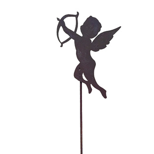 复古铁艺花插扑蝴蝶女孩男孩剪影庭院花园装饰丘比特之箭