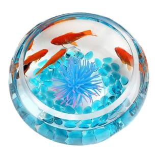 特价创意透明玻璃三爪圆形鱼缸桌面客厅乌龟缸大号加厚金鱼缸招财