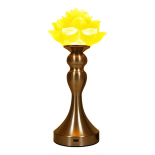 新款莲花灯佛前供灯禅意供佛长明灯USB充电装饰台灯LED家用供佛灯