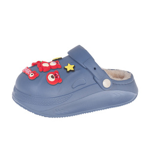 儿童棉拖鞋男童防水洞洞鞋秋冬款加绒可拆卸中大童女童保暖外穿鞋