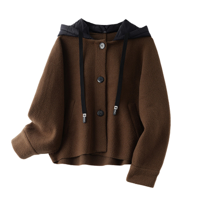 恒源祥可拆卸连帽羊毛衫冬季外套