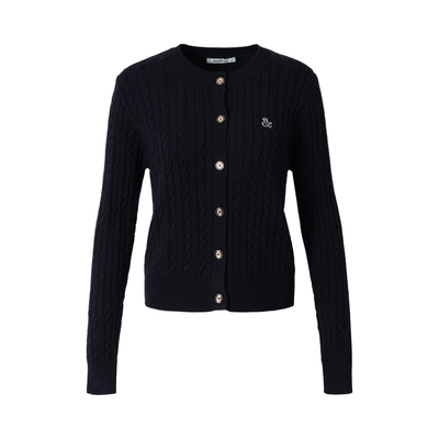 RPB BRAND简约风麻花针织开衫女秋季新款宽松慵懒风毛衣外套