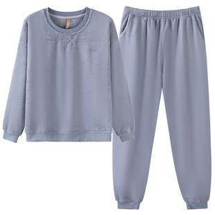 芬腾可安睡衣女款冬季珊瑚绒加厚加绒2025新款大码蓝家居服秋冬天