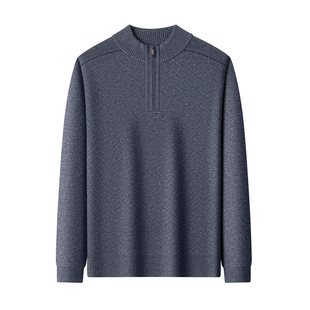 啄木鸟冬季新款男士毛衣加绒加厚保暖半高拉链立领打底针织打底衫