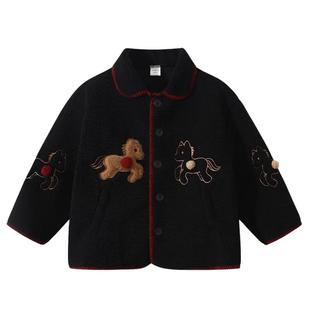 植木童装 【翼马系列】儿童外套2025秋冬新款 羊羔毛外套男童女童