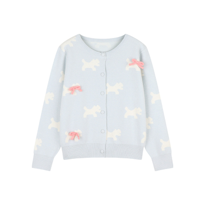 Amybaby女童提花小狗毛衣开衫