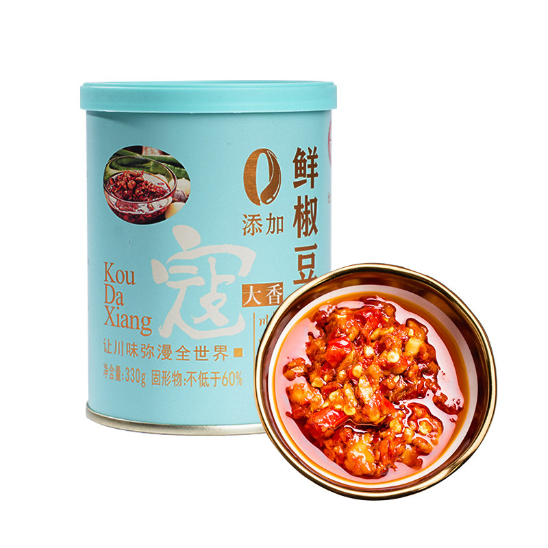 寇大香鲜椒红油豆瓣酱330g罐装