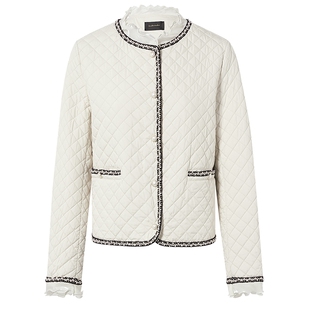 La Koradior拉珂蒂春季减龄新款法式香风纯色棉服短外套气质通勤