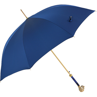 Pasotti葩莎帝意大利金狮子头蓝玳瑁纹手柄男直柄晴雨伞礼盒装