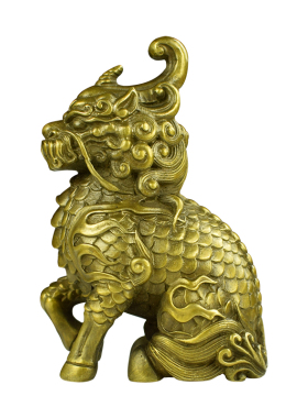 黄铜祥瑞收藏文房镇纸麒麟摆件