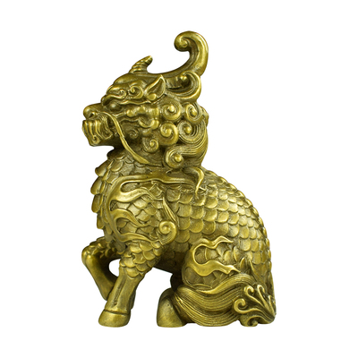黄铜祥瑞收藏文房镇纸麒麟摆件