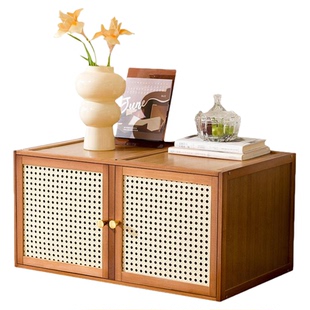 简约实木格子柜自由组合落地收纳柜书架斗柜储物家用飘窗置物书柜