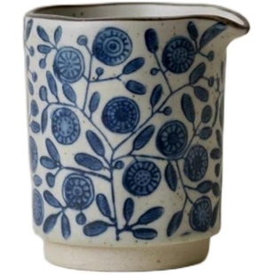 手作金盏花引流杯.粗陶青花手绘奶壶手冲分茶器复古耐高温/出丹麦