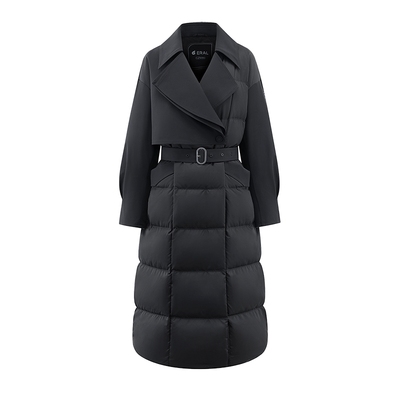 艾莱依2025新款时髦风衣领鹅绒服