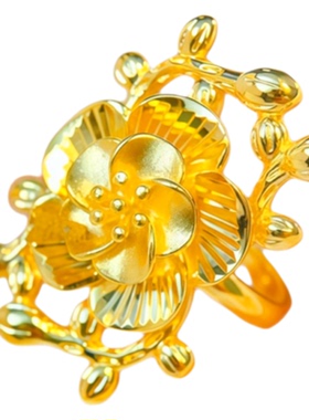 结婚食指枝蔓含苞戒指花朵戒指