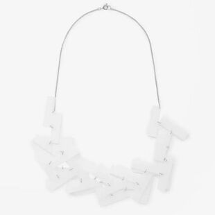 重叠白色树脂片片几何造型艺术多层夸张走秀项链