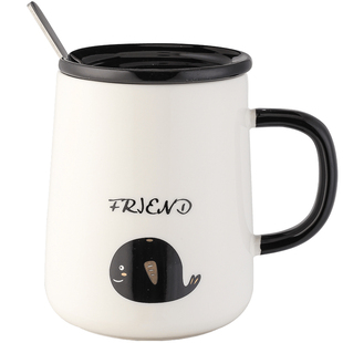 马克杯带盖陶瓷杯子家用喝水杯女新款2024男办公室高颜值咖啡杯