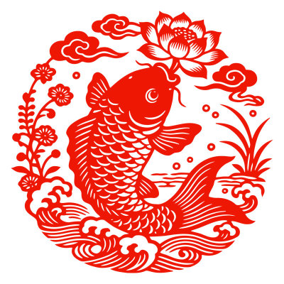 鲤鱼窗花剪纸荷花鱼静电贴纸年年有余玻璃贴窗户装饰2027新年春节