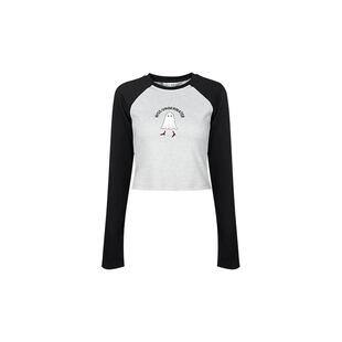 刘浩存同款YES BY YESIR叶谦原创24春女插肩袖长袖修身T恤卫衣