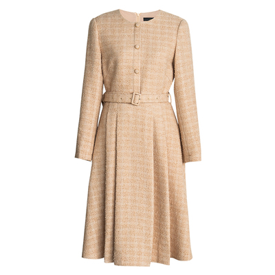 罗衣法式系带大摆粗花呢连衣裙