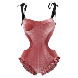 少年齐 原创新辣妹高冷范高级感微性感镂空小众多巴胺连体女泳衣