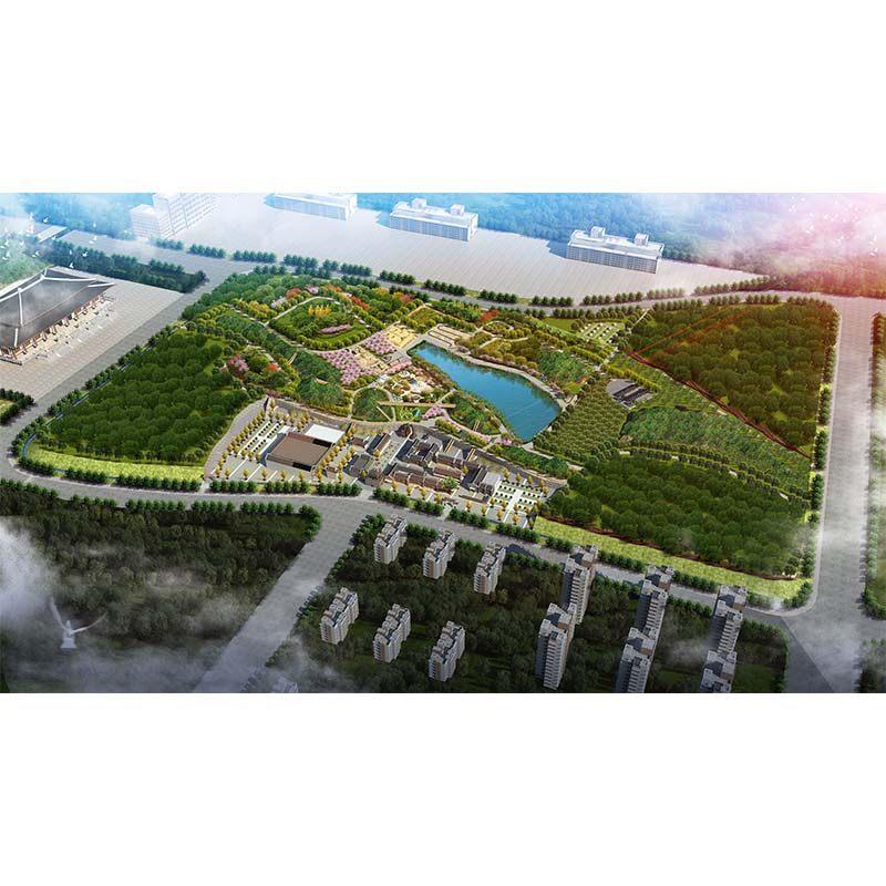 建筑景观风景园林道路绿化彩色平面鸟瞰效果图施工图文本方案设计