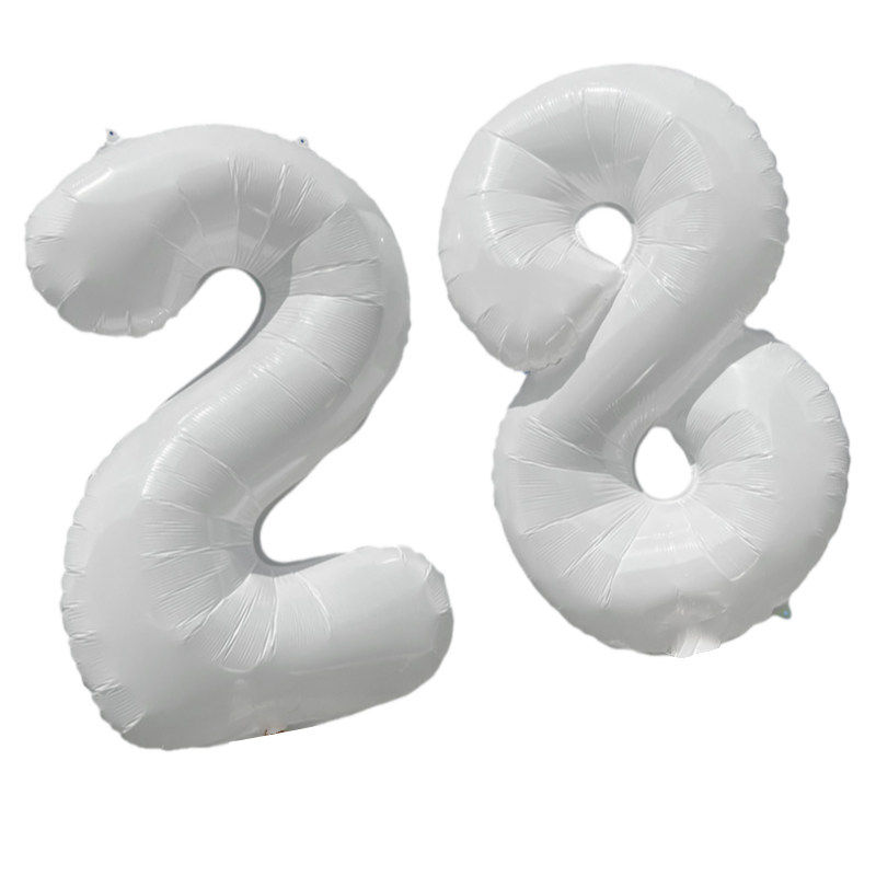 ins风32寸40寸白色铝膜大数字生日气球周岁派对场景布置拍照道具