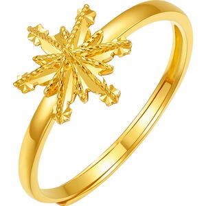 周六福5G黄金戒指女计价足金首饰一鹿有你雪花手饰送女友520礼物