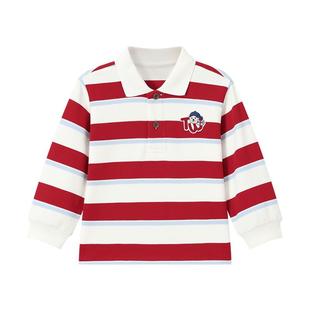 TeenieWeenie Kids小熊童装26年新男宝休闲时尚POLO衫红色翻领T恤