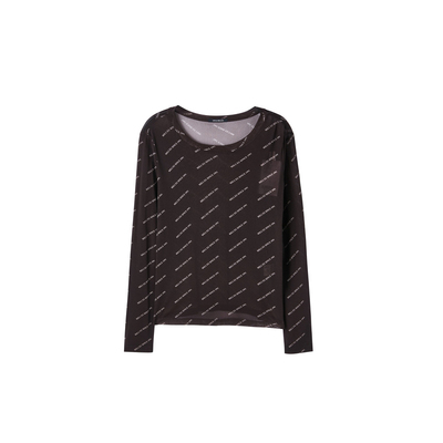 U/TI联名款黑色字母印花皮肤衣女装满版打底上衣尤缇时尚春季新款