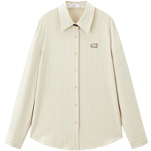 【商场同款】乐町暗肌理条纹衬衫女装25秋冬新款柔软上衣2CAF4332