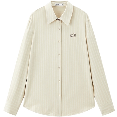 【商场同款】乐町暗肌理条纹衬衫女装25秋冬新款柔软上衣2CAF4332