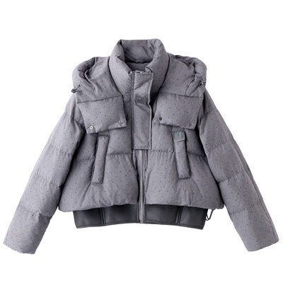 2025新款短款烫钻羽绒服小个子