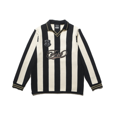 F.C.R.B复古翻领针织长袖T恤